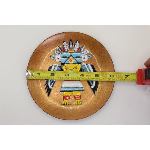Annemarie Davidson Enamel On Copper Kachina Plate Handmade Art Decorative Collec - Picture 10 of 10